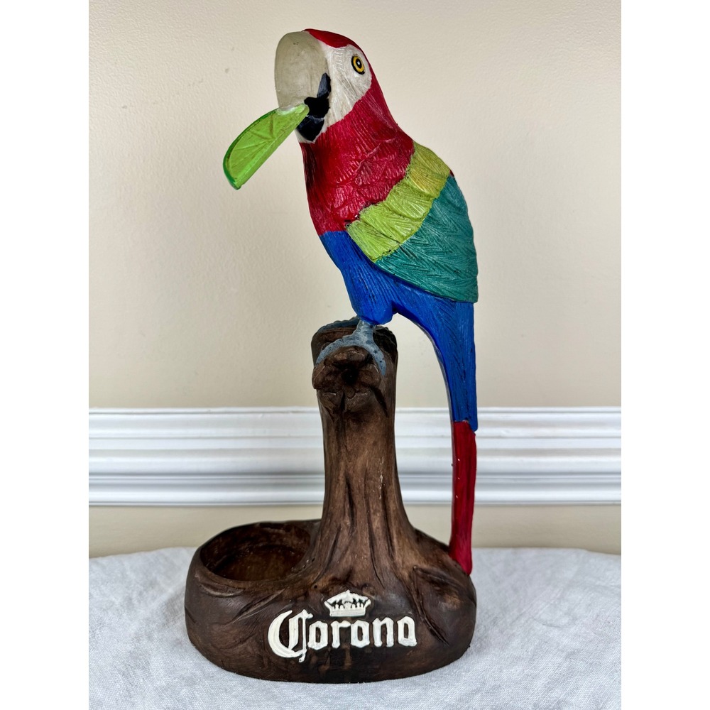 Corona Extra Parrot Macaw Statue Bottle Holder Tropical Tiki Bar Advertising 13"